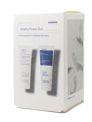 KORRES Vitality Power Duo, Volumizing Serum-in-Moisturizer .68 fl oz and Foaming Cream Cleanser .68 fl oz