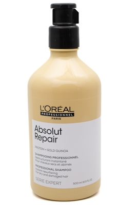 L'Oreal ABSOLUT REPAIR Protein + Gold Quinoa Instant Resurfacing Serie Expert Shampoo for Dry and Damaged Hair  Shampoo for Dry Hair  16.9 fl oz