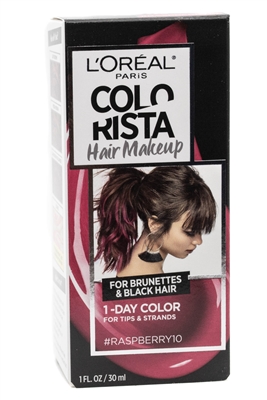 L'Oreal COLORISTA  Hair Makeup 1-Day Color for Tips & Strands, Raspberry10 For Brunettes and Black Hair  1 fl oz