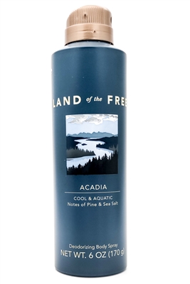 Land of the Free ACADIA Cool & Aquatic Deodorizing Body Spray   6oz