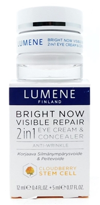 Lumene Finland Bright Now Visible Repair 2 in 1 Eye Cream & Concealer .17 Fl Oz.
