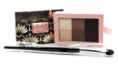 Laura Geller 6 SHADE EYE SHADOW Palette (Mocha .35oz) + Eyeshadow Brush