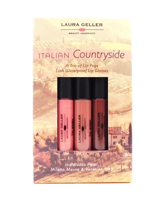Laura Geller Italian Countryside lip gloss set: Palazzo Petal, Milano Mauve, Venetian Vino (each .12 Fl Oz.)
