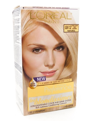Loreal Paris Superior Preference LB12 for Extra Light Sun Blonde Hair, 1 Application