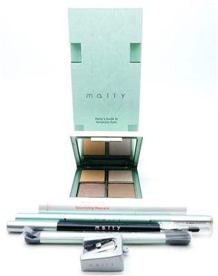 Mally Guide to Gorgeous Eyes: Sharpener, Eyeshadow Brush, Eyeshadow Palette .27 Oz., Lightwand pencil .007 Oz./powder .014 Oz., Volumizing Mascara .39 Fl Oz., Starlight Eyeliner .04 Oz.