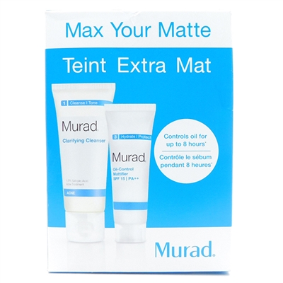 Murad Max Your Matte: Clarifying Cleanser 1.5 Fl Oz., Oil-Control Mattifier SPF15 1 Fl Oz.