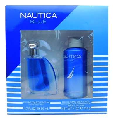 Nautica Blue Set: Eau de Toilette Spray 1.7 Fl Oz., Deodorizing Body Spray 4 Oz.