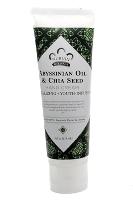 Nubian Heritage ABYSSINIAN OIL & CHIA SEED  Hand Cream  4 fl oz