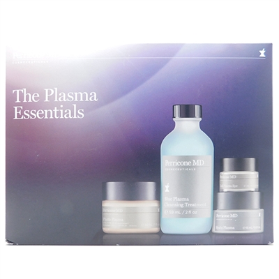 Perricone MD The Plasma Essentials: Blue Plasma Cleansing Treatment 2 Fl Oz., Hyalo Plasma .5 Fl Oz., Photo Plasma SPF30 1 Fl Oz., Cold Plasma Eye .25 Fl Oz.