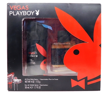 Playboy Vegas Set: All Over Body Spray 4 Oz., Eau de Toilette Spray 1.7 Fl Oz.