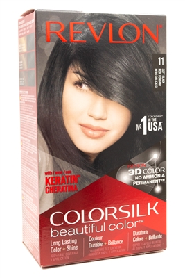 Revlon ColorSilk Beautiful Color 11 Soft Black,  one application
