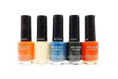 Revlon Colorstay Longwear Nail Enamel 5 Color Set: Marmalade, Buttercup, Blue Slate, Rain Frost, Sunburst (each .4 Fl Oz.)