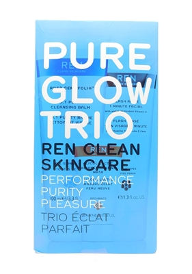 REN Clean Skincare Pure Glow Trio Box Set: Cleansing Balm, Renewal Mask, 1 Minute Facial