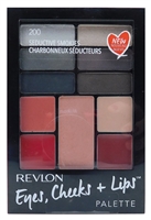 Revlon Eyes, Cheeks + Lips Palette 200 Seductive Smokies: Shadow .04 Oz., Blush .13 Oz., Lipstick .03 Oz., Lip Gloss .03 Oz.