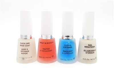 Revlon Nail Care 4 Piece Set: Quick Dry Base Coat, Treat & Boost, Cuticle Softener, Nail Brightener (each .5 Fl Oz.)