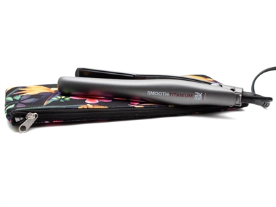 Rusk SMOOTH TITANIUM Mini Flattening Iron 3/4" with Zippered Thermal Case