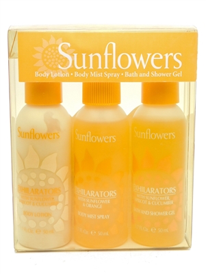 Sunflowers Body Care Set;  Body Lotion, Mist Spray, Bath & Shower Gel   3x1.7 fl oz