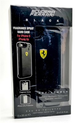 Suderia Ferrari Black FRAGRANCE SPRAY HARD CASE for iPhone 6/6s, Refillable, Eau de Toilette  2x8 fl oz