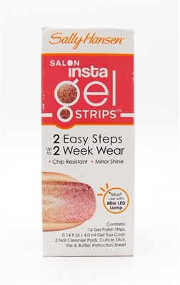 Sally Hansen Salon Insta Gel Strips 490 Hooray Ombre: 16 Gel Polish Strips, Gel Top Coat .14 Fl Oz., 2 Nail Cleanser Pads, Cuticle Stick, File & Buffer