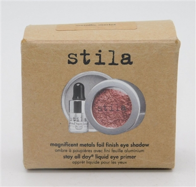 Stila Magnificent Metals For Foil Finish Eye Shadow Metallic Merlot 0.07 Oz And The Stay All Day Liquid Eye Primer 0.06 Oz