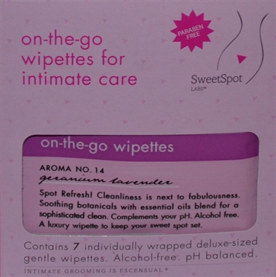 SweetSpot on-the-go wipettes Geranium Lavender- 7 Wipettes  Great for Travel