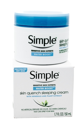 Simple Sensitive Skin Experts WATER BOOST Skin Quenching Sleeping Cream with Minerals and Plant Extracts  1.7 fl oz
