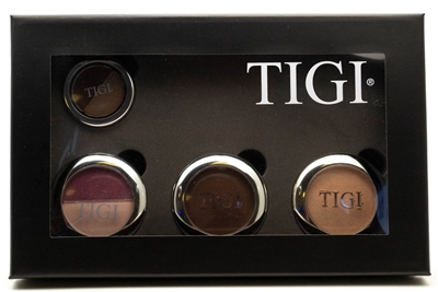 TIGI Cosmetics 4 Piece Eyeshadow Assortment: Brow Sculpting Duo .06oz, High Definition Eye Shadow .13oz,  High Density Split Eyeshadow .112oz