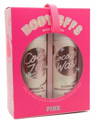 Victoria's Secret PINK Body BFFs Mood Soothers Set: Coco Zen Body Lotion and Body Wash,  3 fl oz each