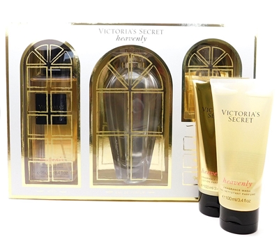 Victoria's Secret Heavenly Box Set: Fragrance Mist 8.4 Fl Oz., Eau De Parfum 3.4 Fl Oz. and .25 Fl Oz., Fragrance Wash 3.4 Fl Oz., Fragrance Lotion 3.4 Fl Oz.