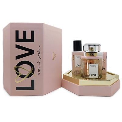 Victoria's Secret LOVE Eau De Parfum Set: Lingerie Spray 2.5 Fl Oz., Eau De Parfum 1.7 Fl Oz., Fragrant Cleansing Bar 5 Oz.