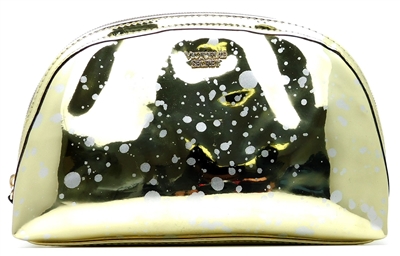 Victoria's Secret Metallic Gold Splash Cosmetics Bag with Zipper