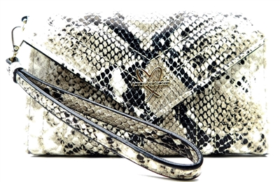 Victoria's Secret Snake Print Wrist Clutch Wallet with Snap Closure