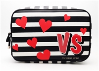 Victoria's Secret VS black and white striped with red hearts Cosmetic Bag