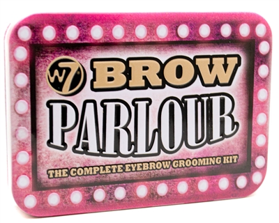 w7 BROW PARLOUR. The Complete Eyebrow Grooming Kit: Two Brow Shades (Brown & Blonde), Brow Wax, Highlighter Powder, Angled Brush, Brow Comb, Mirror and Mini Tweezers  .17oz