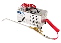 The DuraSprayer Disinfector, with 12â€ wand and 15â€™ hose, 25â€™ power cord, 1-year warranty