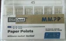 Diadent Absorbent Paper Points Size 45 ISO Color Coded Box of 200