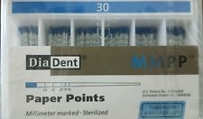 Diadent Absorbent Paper Points Size 30 ISO Color Coded Box of 200