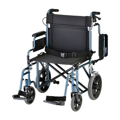 Nova Medical 22 Inches Heavy Duty Transport Chair, 12" Rear Wheels