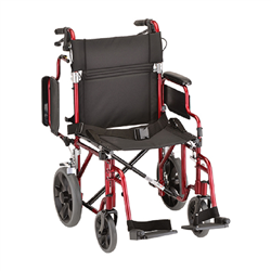 NOVA Lightweight Transport Chair with Locking Hand Brakes, 12" Rear Wheels