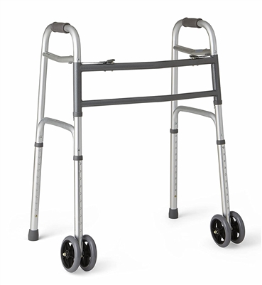 Medline Heavy Duty Bariatric Folding Walker with 5" Wheels with Durable Plastic HandlesMedline Bariatric Folding Walker