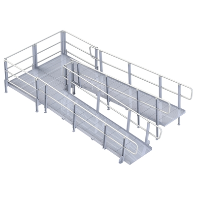 PVI Modular XP Ramp, with Handrails, 48 Inches Wide