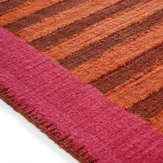 Elitis Ahora Berlingot.  Pink and orange linen and cotton runner rug.  Click for details and checkout >>