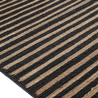 Elitis Ray Natural tapis area rug.   Black and golden brown pencil stripe weave handmade jute area rug.  Click for details and checkout >>