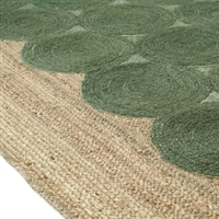 Elitis Kool Sauge accent rug.   Green and tan circular hand braided jute area rug.  Click for details and checkout >>