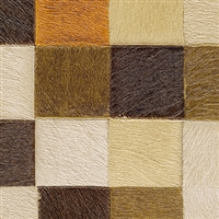 Elitis Indomptee VP 619 07.  Orange and brown multi color checker design faux fur embossed wallpaper.  Click for details and checkout >>