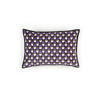 Elitis Gemmail CO 191 54 04 Amethyst printed velvet scallop pattern with black piping accent cushion cover.  Click for details and checkout >>