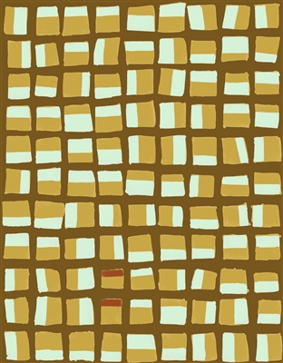 Elitis Initiation TP 312 02.  Mustard yellow and brown geometric abstract print wallpaper.  Click for details and checkout >>