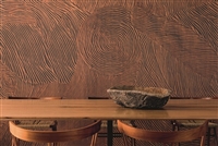 Elitis Bois Sculpte VP 939 01.   Mahagony embossed vinyl wallpaper panoramic with carved wood aspect. Click for details and checkout >>
