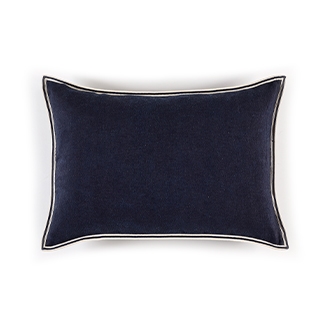 Elitis Philia CO 189 49 02  Bleu encre viscose linen sold color mid size accent pillow.  Click for details and checkout >>