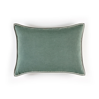 Elitis Philia CO 189 62 02   Schiste green viscose linen sold color mid size accent pillow.  Click for details and checkout >>